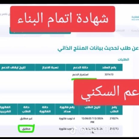 الدعم السكني فوري جميع انحاء المملكه شهاده اشغال ب