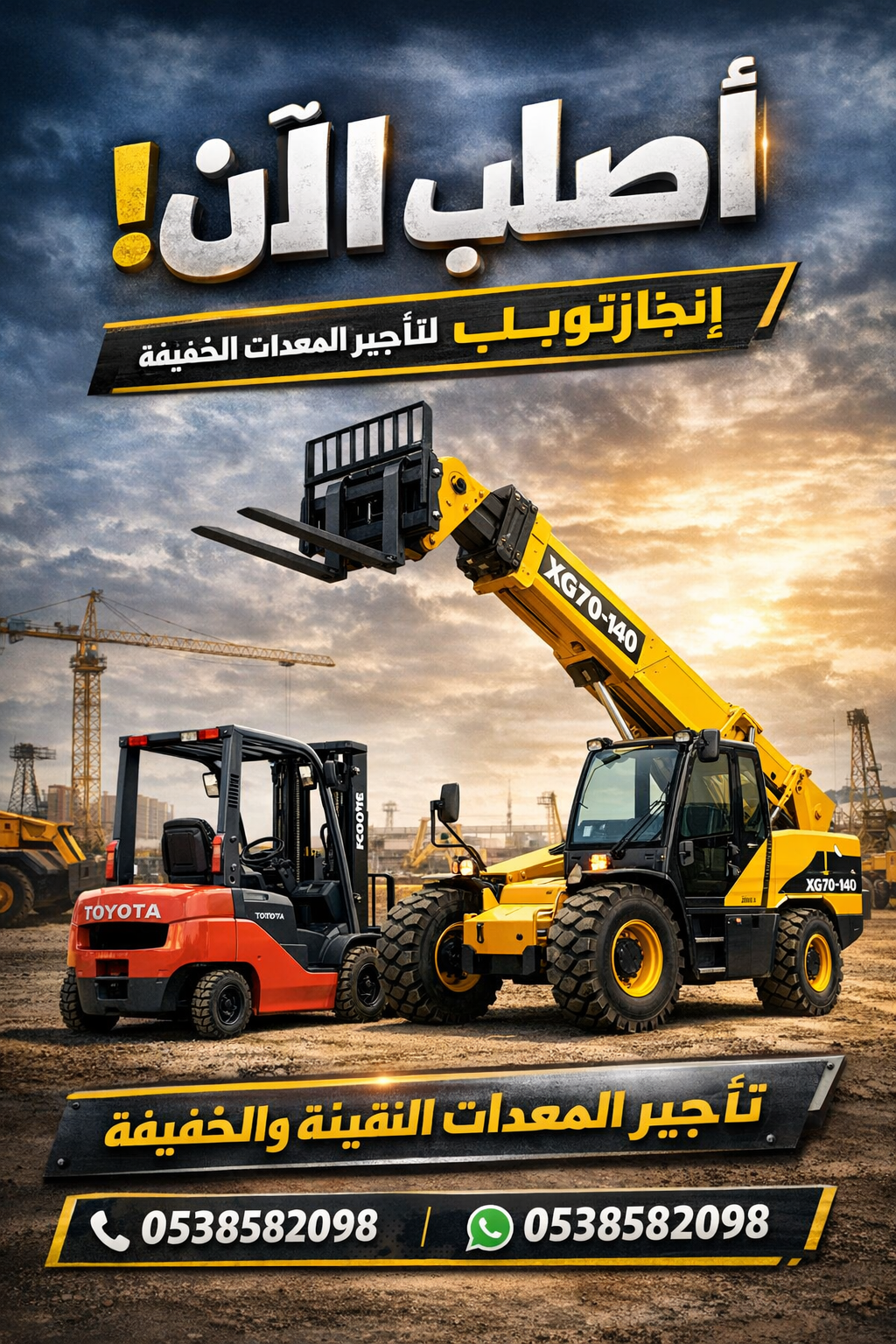 تأجير رافعات شوكيه فوركلفت تأجير سيزرلفت بوبكات كر