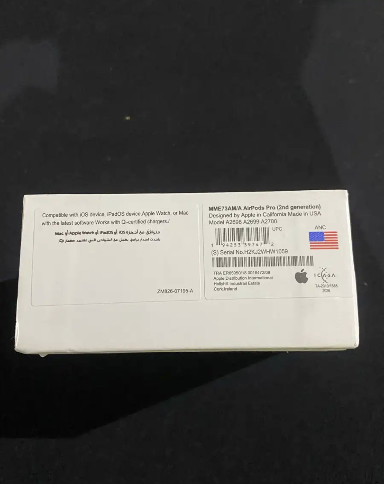 سماعه ايربودز الجيل الثاني جديده بكرتونها امريكيه