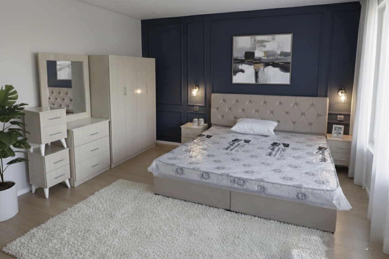 Complete bedroom set available with 4 doors wardro