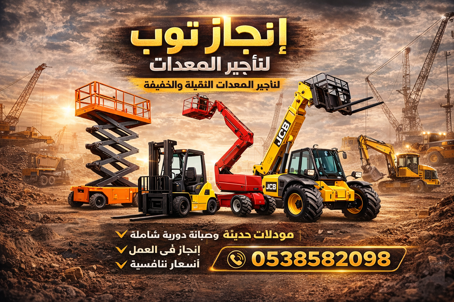 تأجير المعدات الثقيلة والخفيفة رافعات شوكيه فوركلف