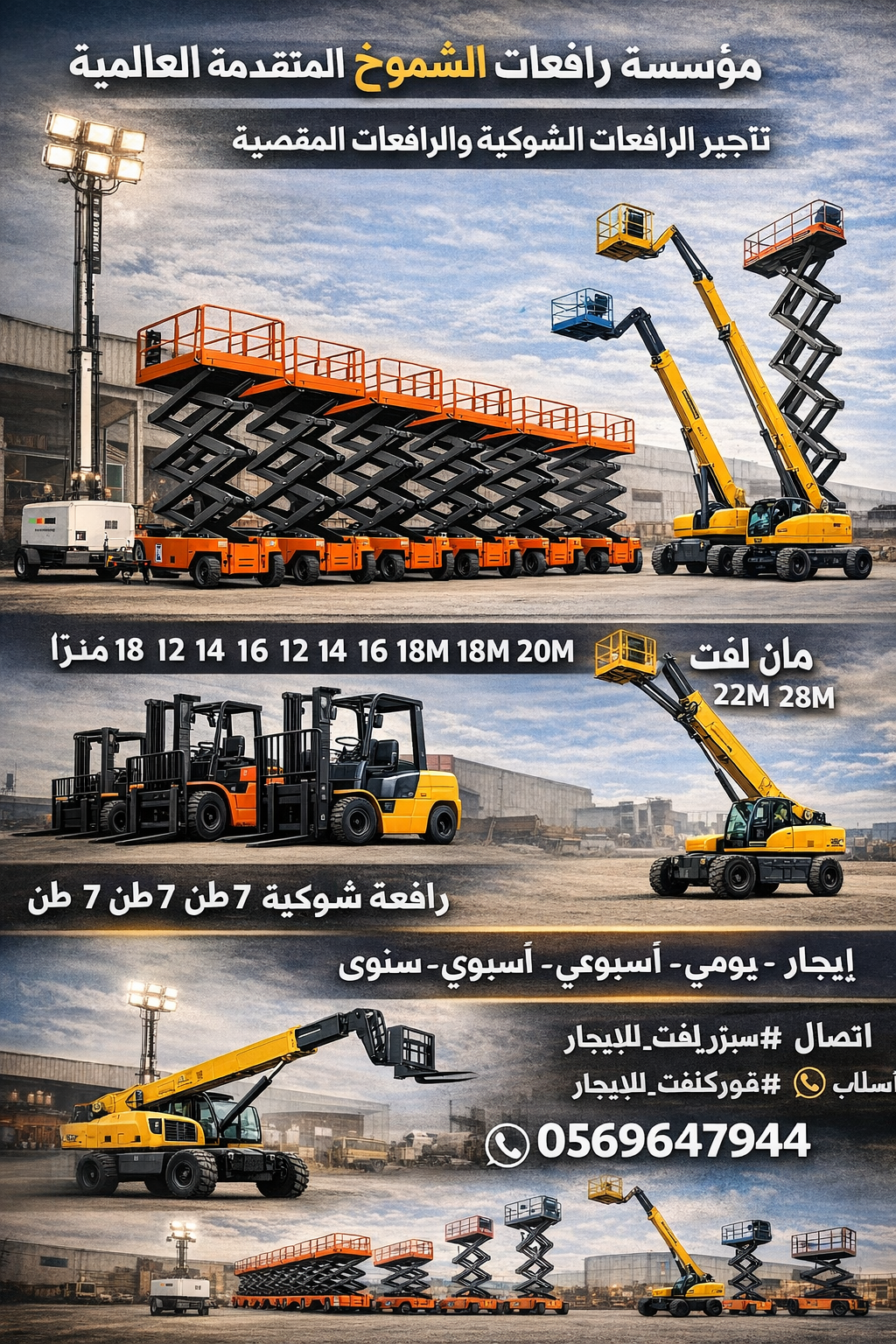 سيزرلفت 12متر للايجار في الدمام الصناعيه الثانيه ا