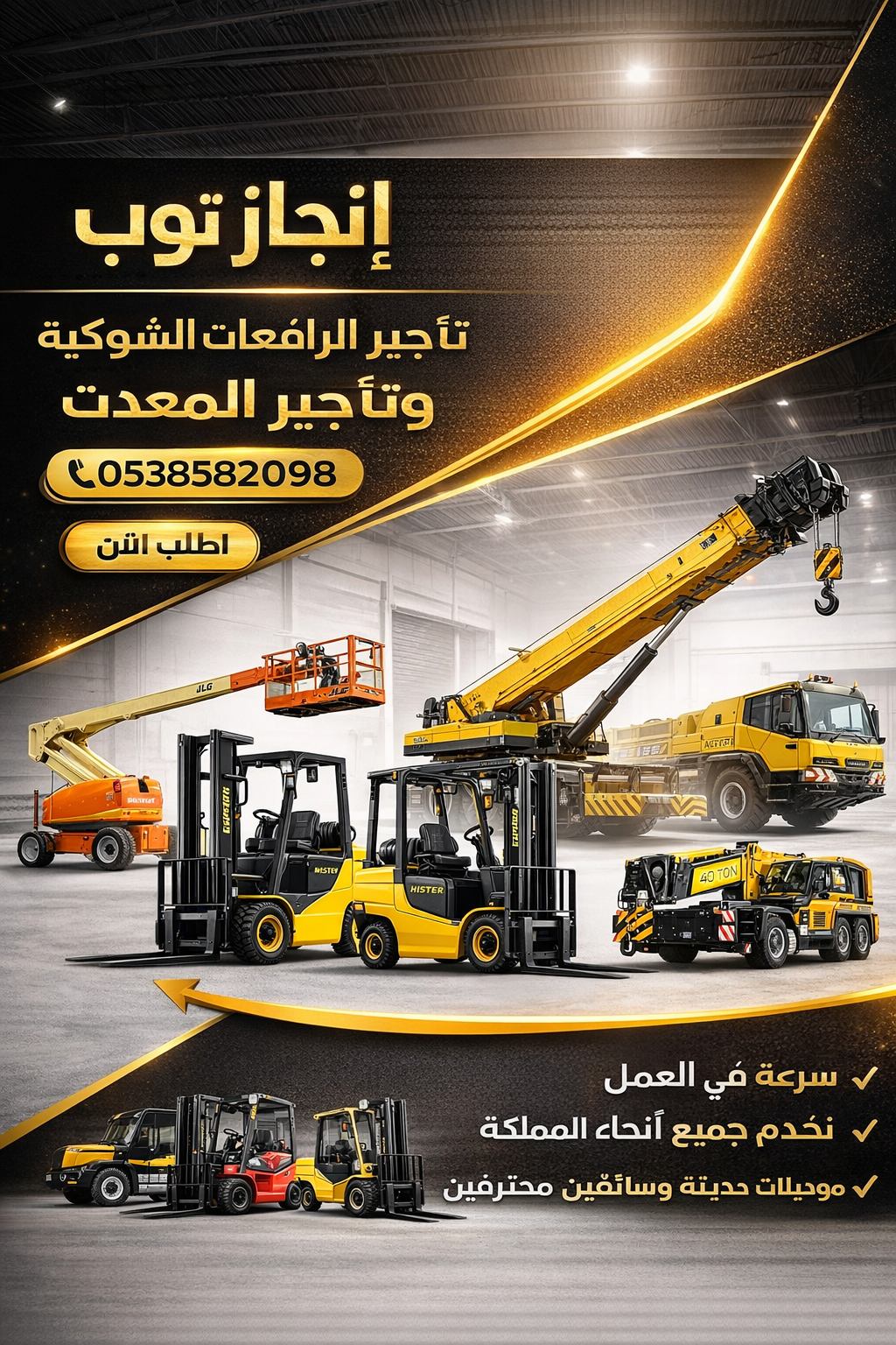 فوركلفت رافعه شوكيه للايجار سيزرلفت للايجار رافعات