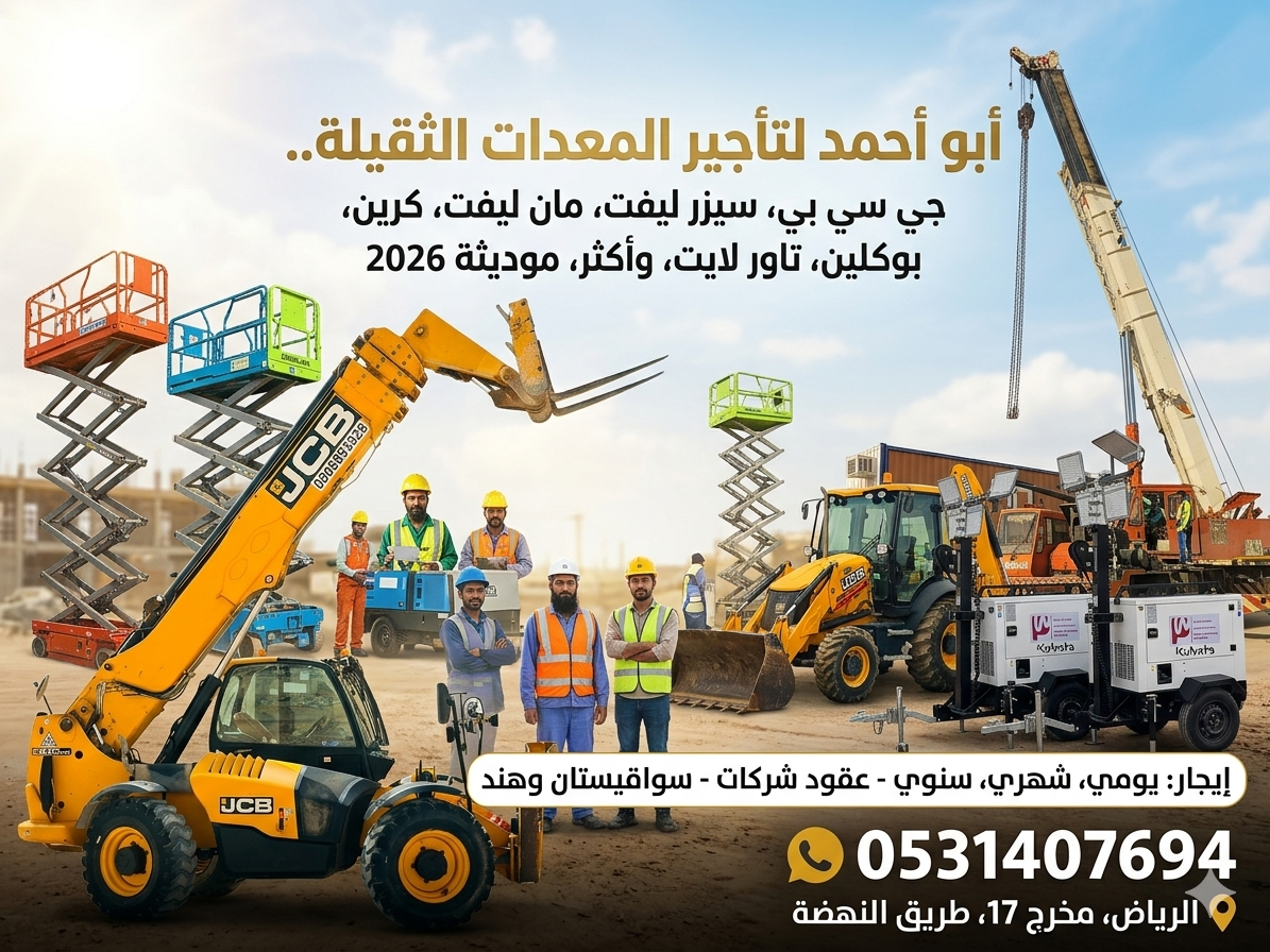 سيزرلفت مانلفت جيسبي جي سي بي عرجاء حفار كرين شيول