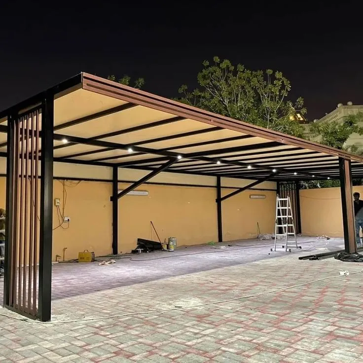 مظلات مواقف سيارات ثابتة ومتحركة وجلسات قماش Pvc ك