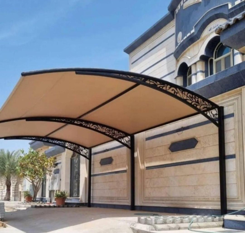 مظلات مواقف سيارات ثابتة ومتحركة وجلسات قماش Pvc ك