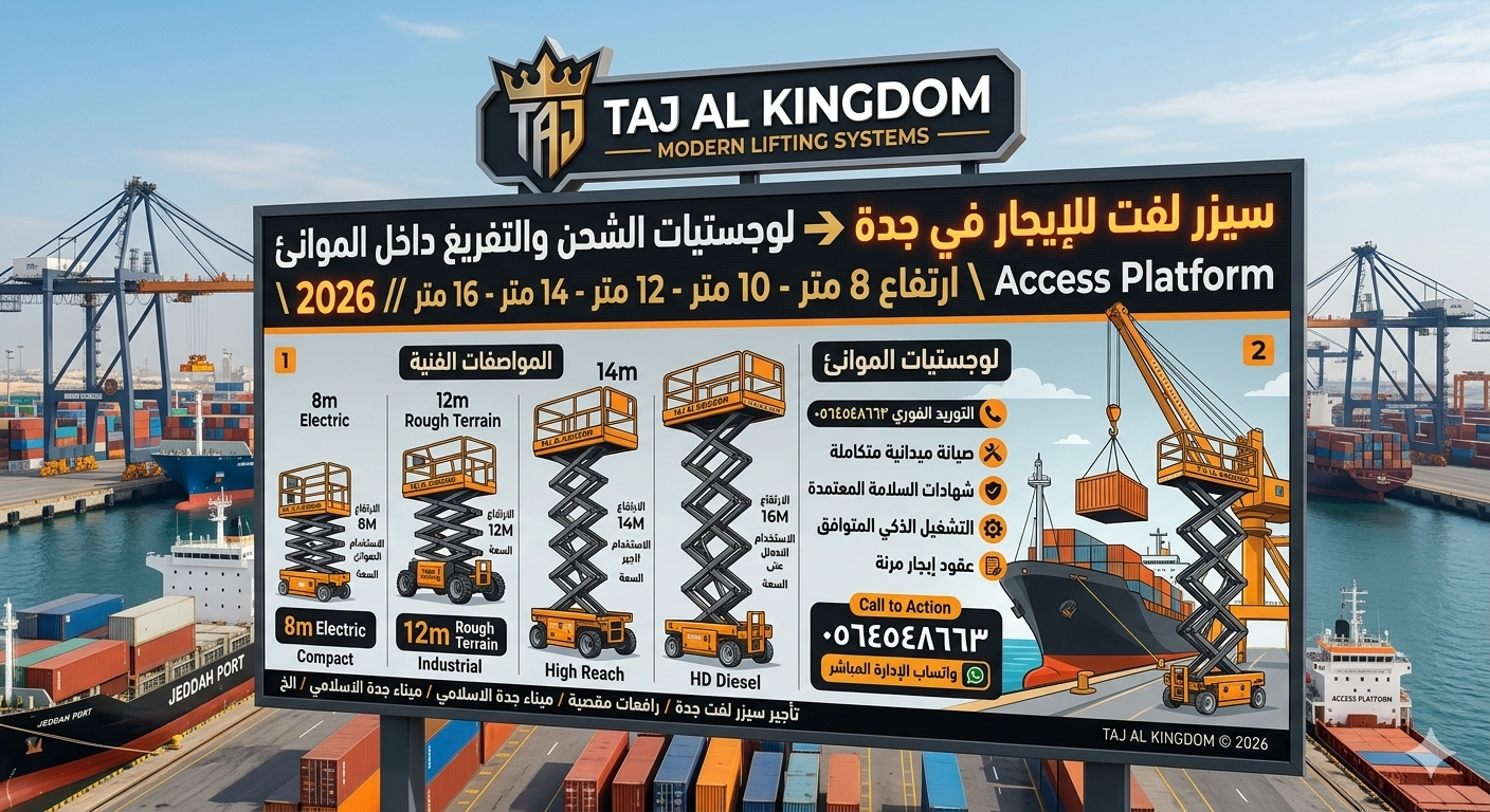 سيزر لفت للايجار في جدة 8متر 10متر 12متر 14متر 16م