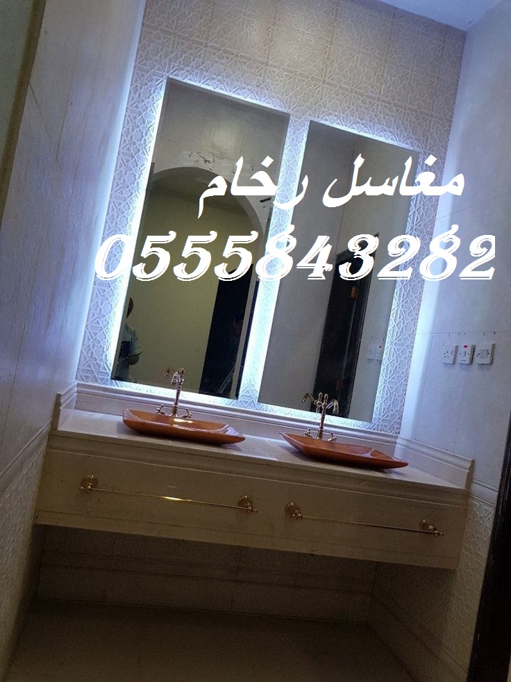 مغاسل رخام أبيض ورمادي – تفصيل فوري