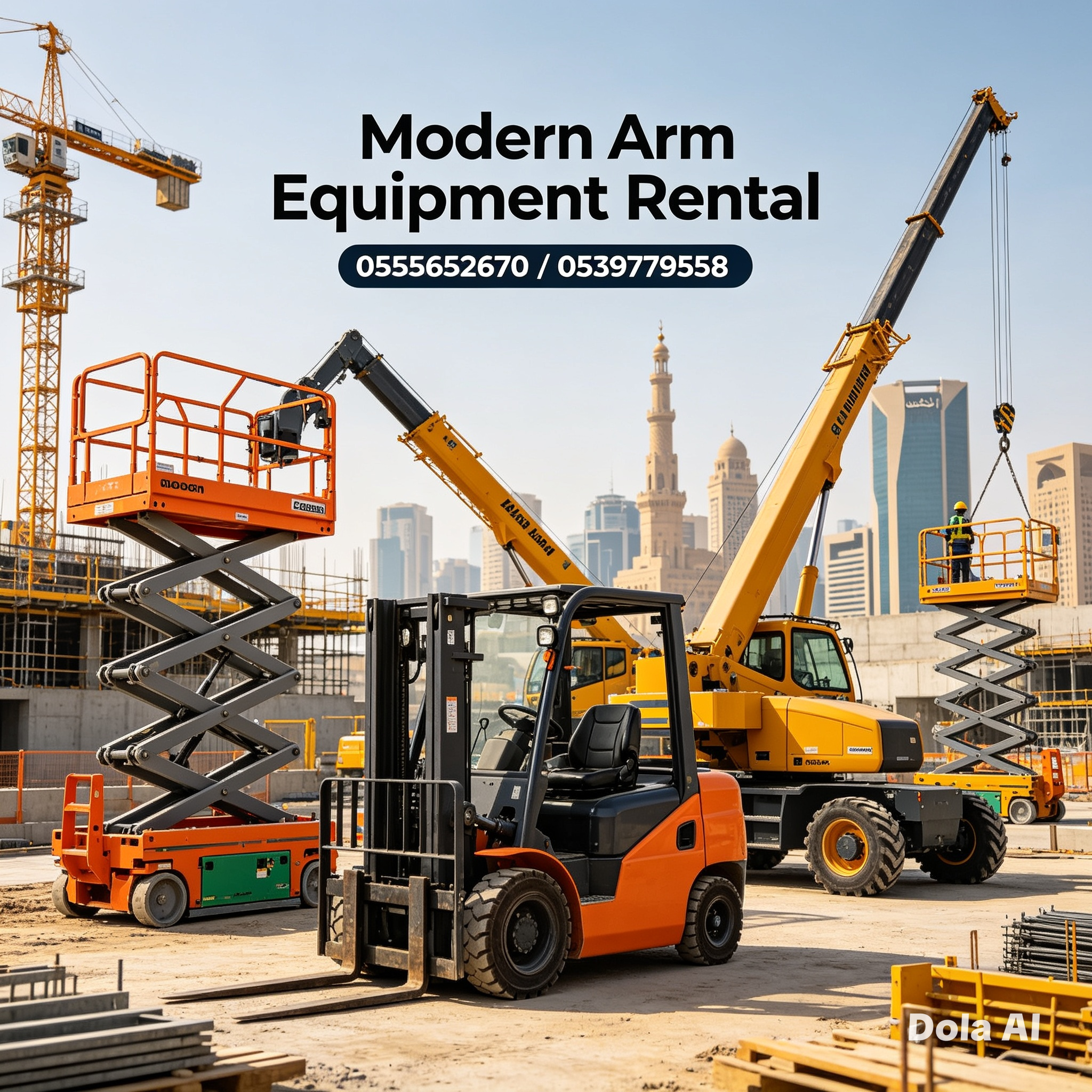 ايجار كرينات cranes وسيزرلفت scissor lift جده والر