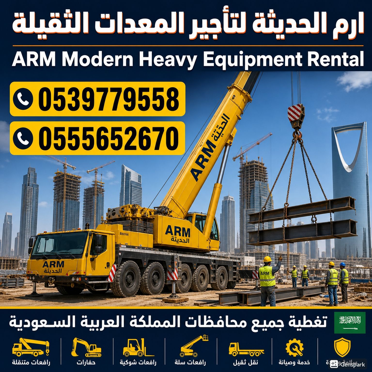 ايجار كرينCrane وسيزر لفت scissor lift ايجار سنويه