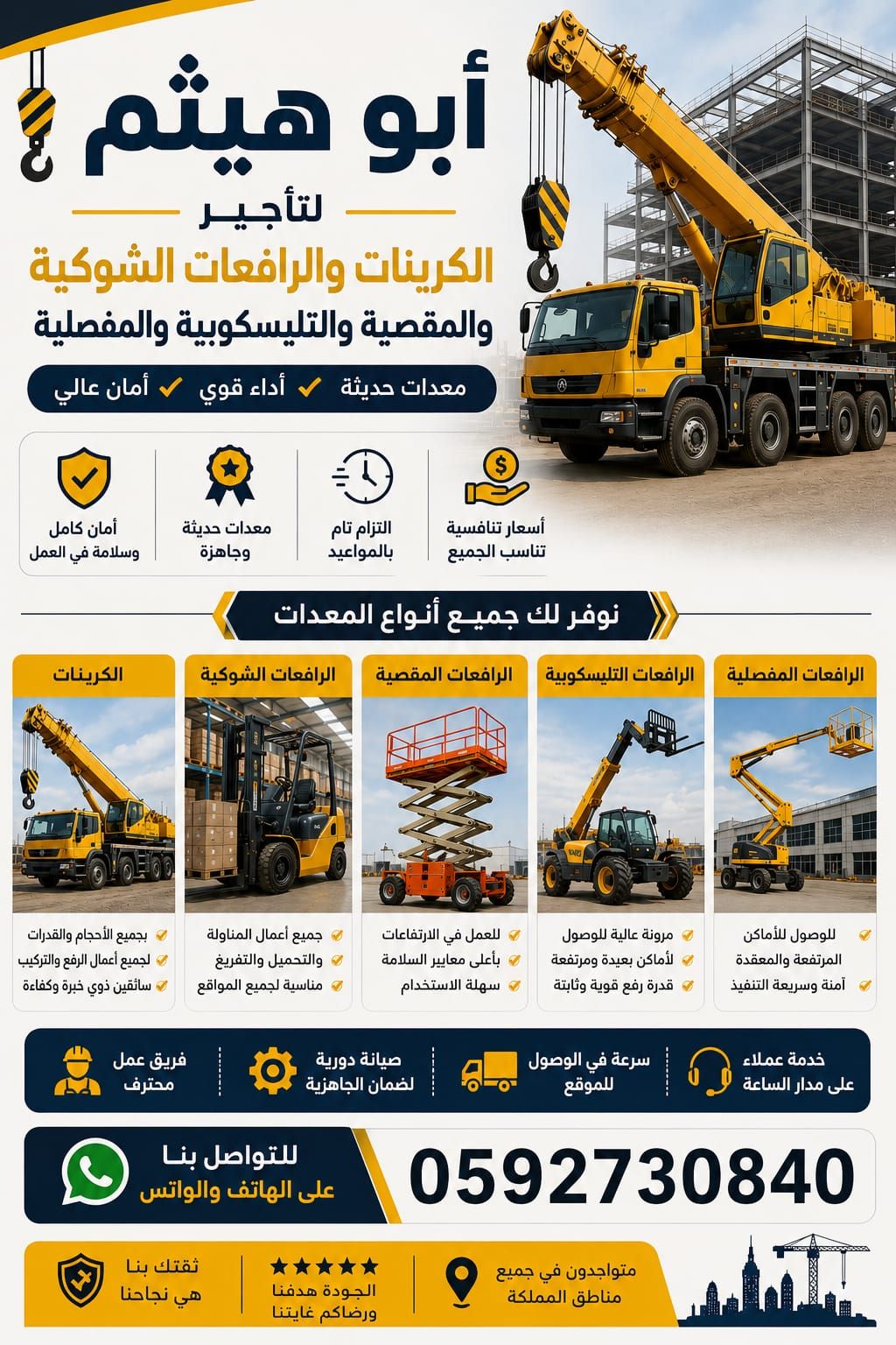 🏗️ تأجير سيزر لفت | مان لفت | فوركلفت | كرينات | ب