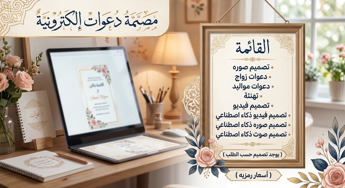 مصممة دعوات إلكترونية ( دعوات زواج – تهنئة مواليد