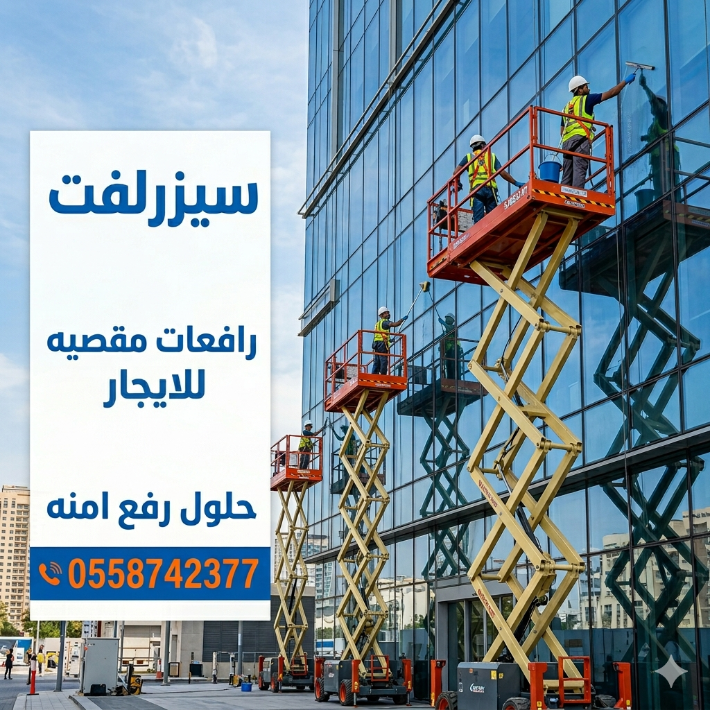 تأجير رافعات مقصية (سيزر لفت) 8 إلى 20 متر بأسعار