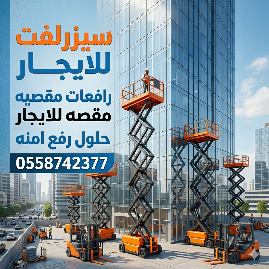 تأجير سيزر لفت كهربائي وديزل بأحجام وارتفاعات متنو