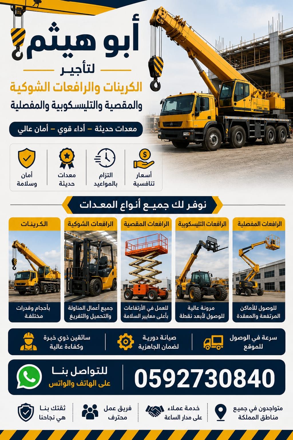 🏗️ تأجير سيزر لفت | مان لفت | فوركلفت | كرينات | ب