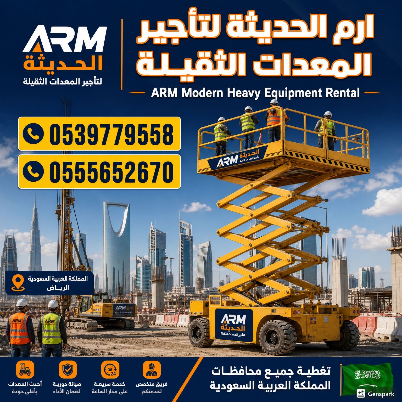 ايجار كرينCrane وسيزر لفت scissor lift ايجار سنويه