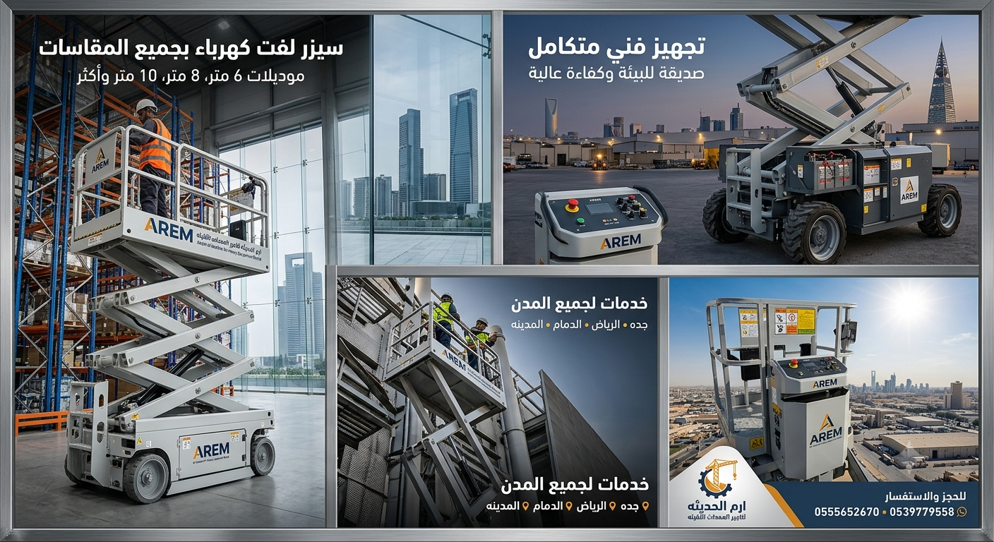 تاجير سيزرلفت كهرباء (8متر، 10متر، 12متر) 05556526