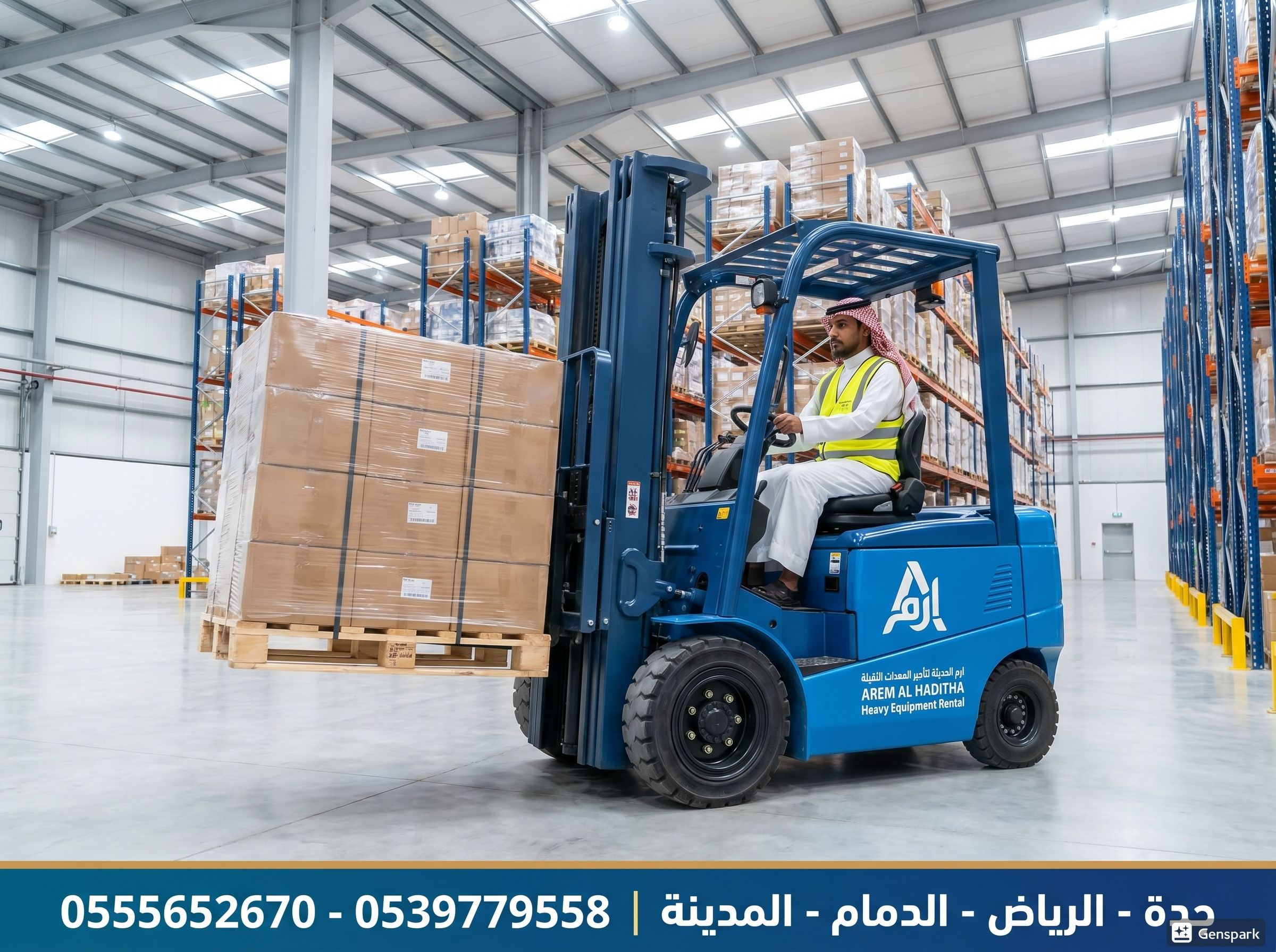 تاجير فوركلفت(رافعات شوكيه) 1,5طن، 2.5طن، 3طن، 5طن