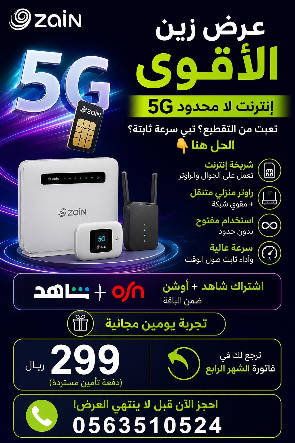 شريحه إنترنت زين مع راوتر منزلي تشتغل ع الجوال وال