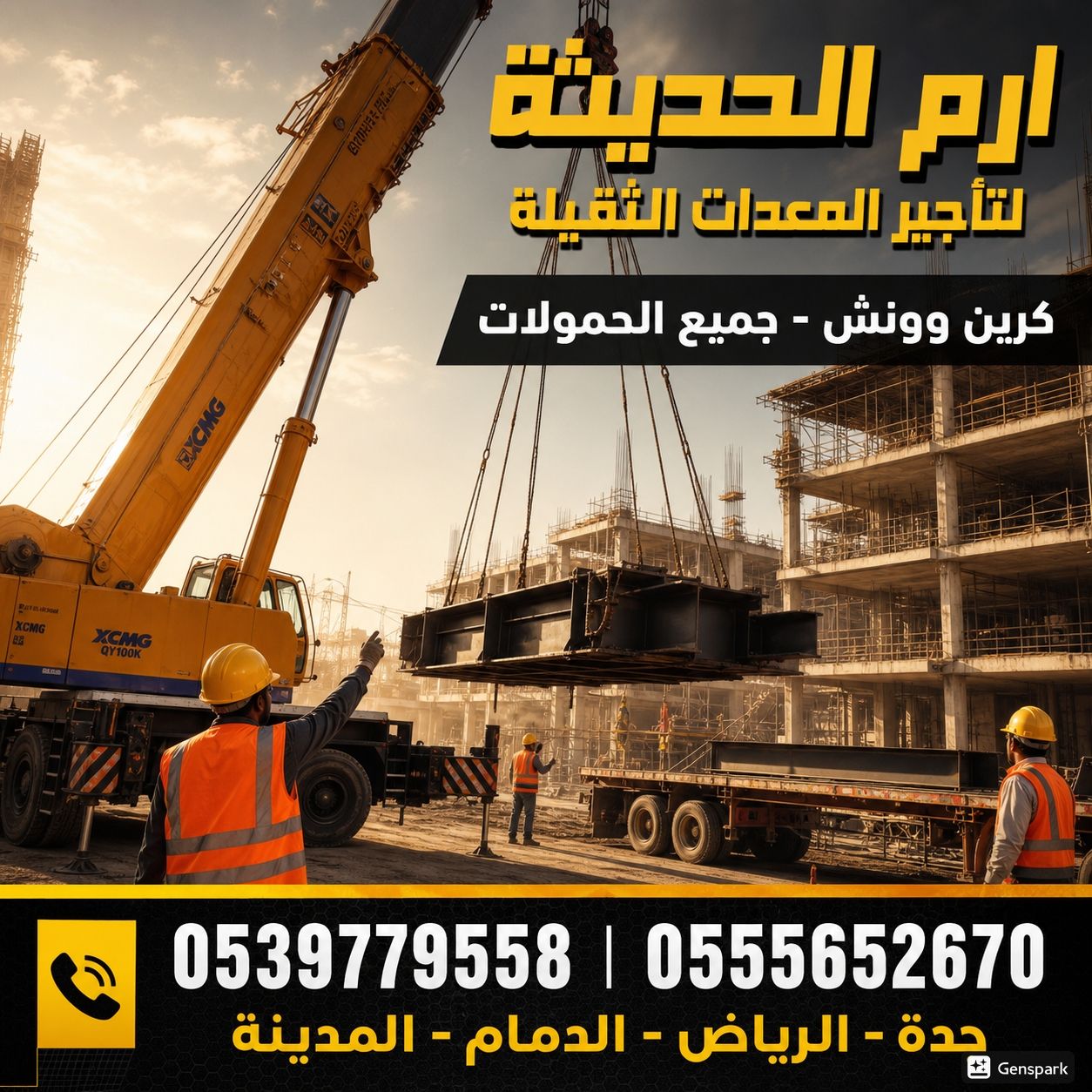 ايجار جميع معدات البناءوالرفع (سيزرلفت وكرينات وما