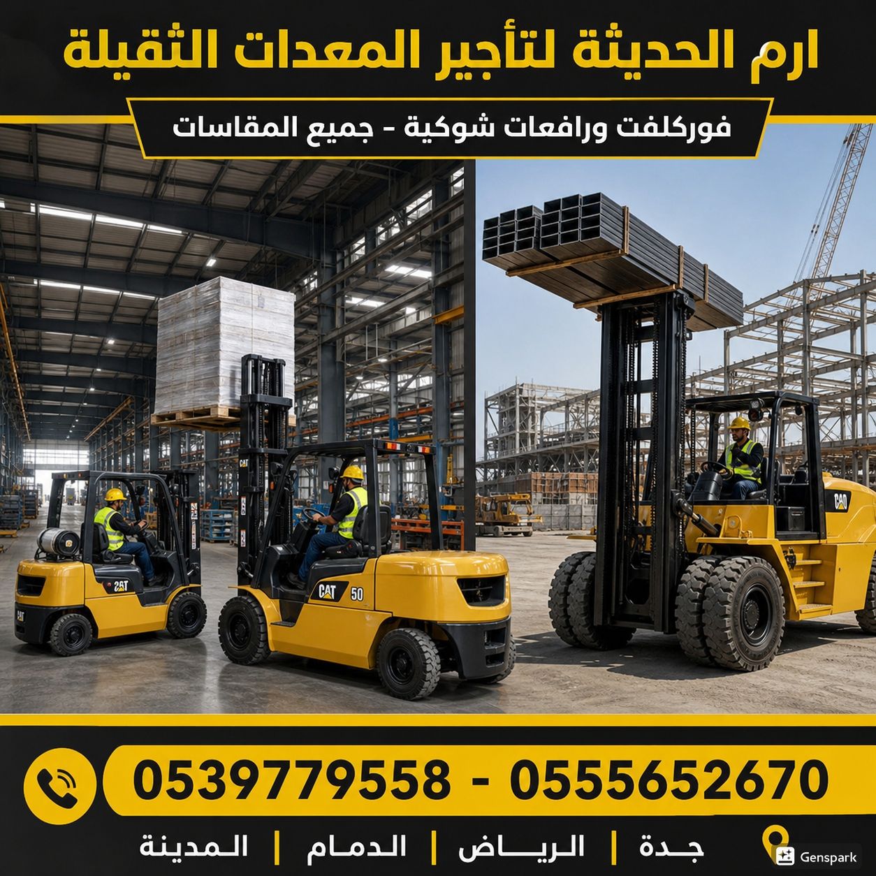 ايجار جميع معدات البناءوالرفع (سيزرلفت وكرينات وما