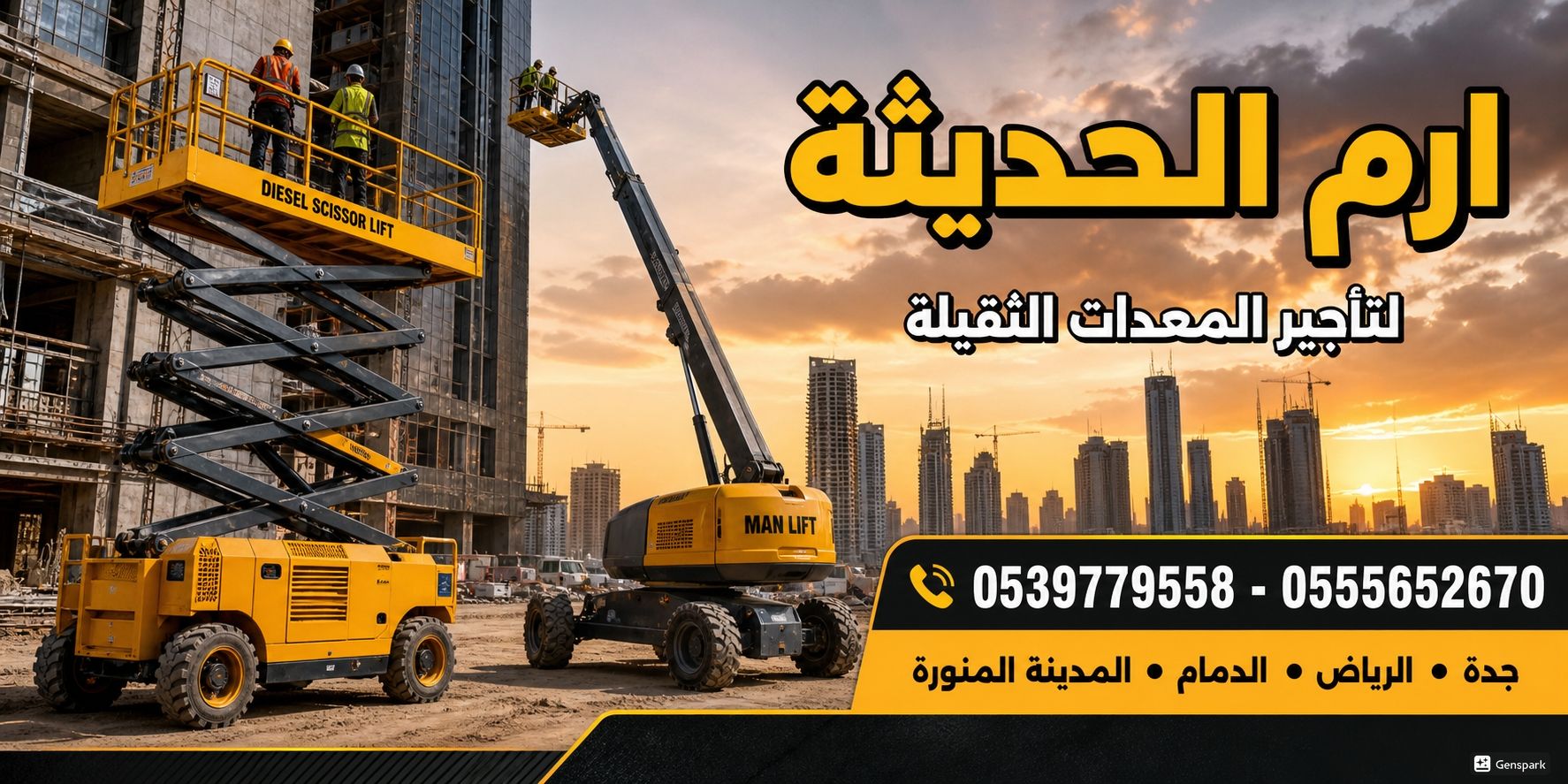 تأجير مان لفت تلسكوبي ومفصلي للإيجار في جده 055565
