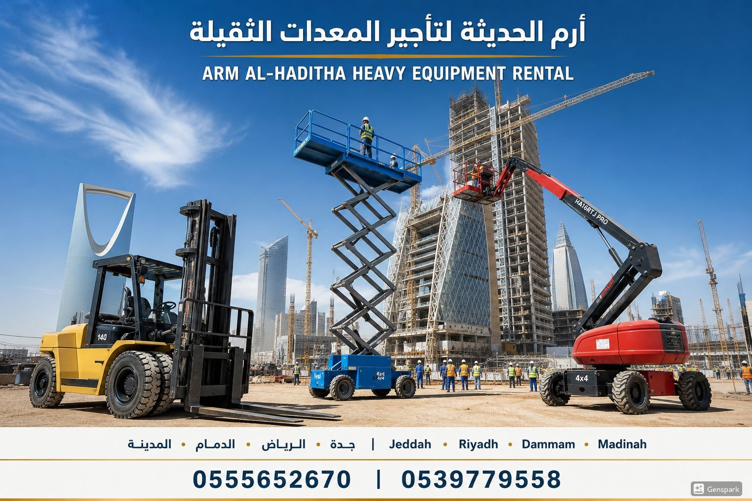 تأجير مان لفت تلسكوبي ومفصلي للإيجار في جده 055565