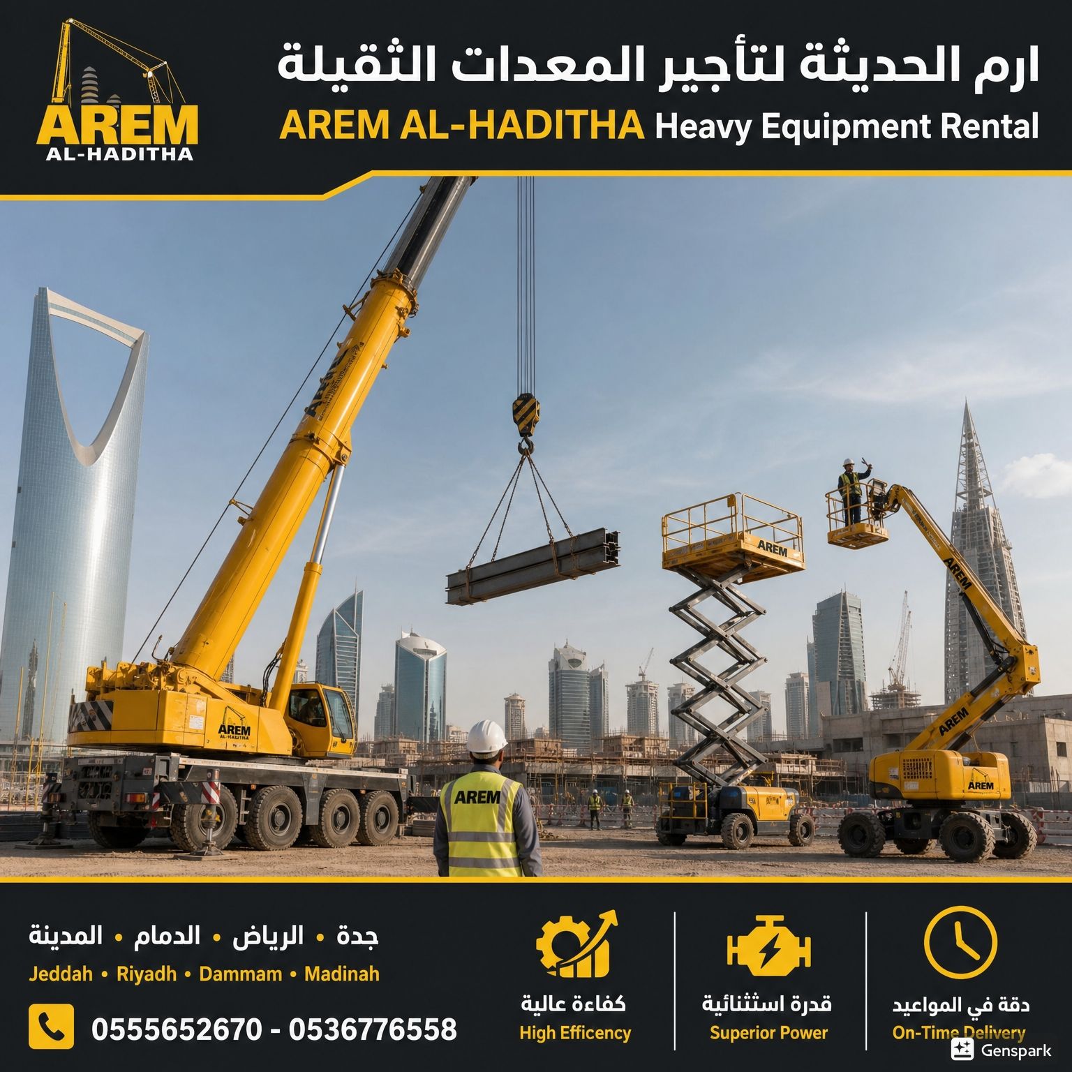 🚜 تأجير معدات ثقيلة | فوركلفت | سيزرلفت | مان لفت