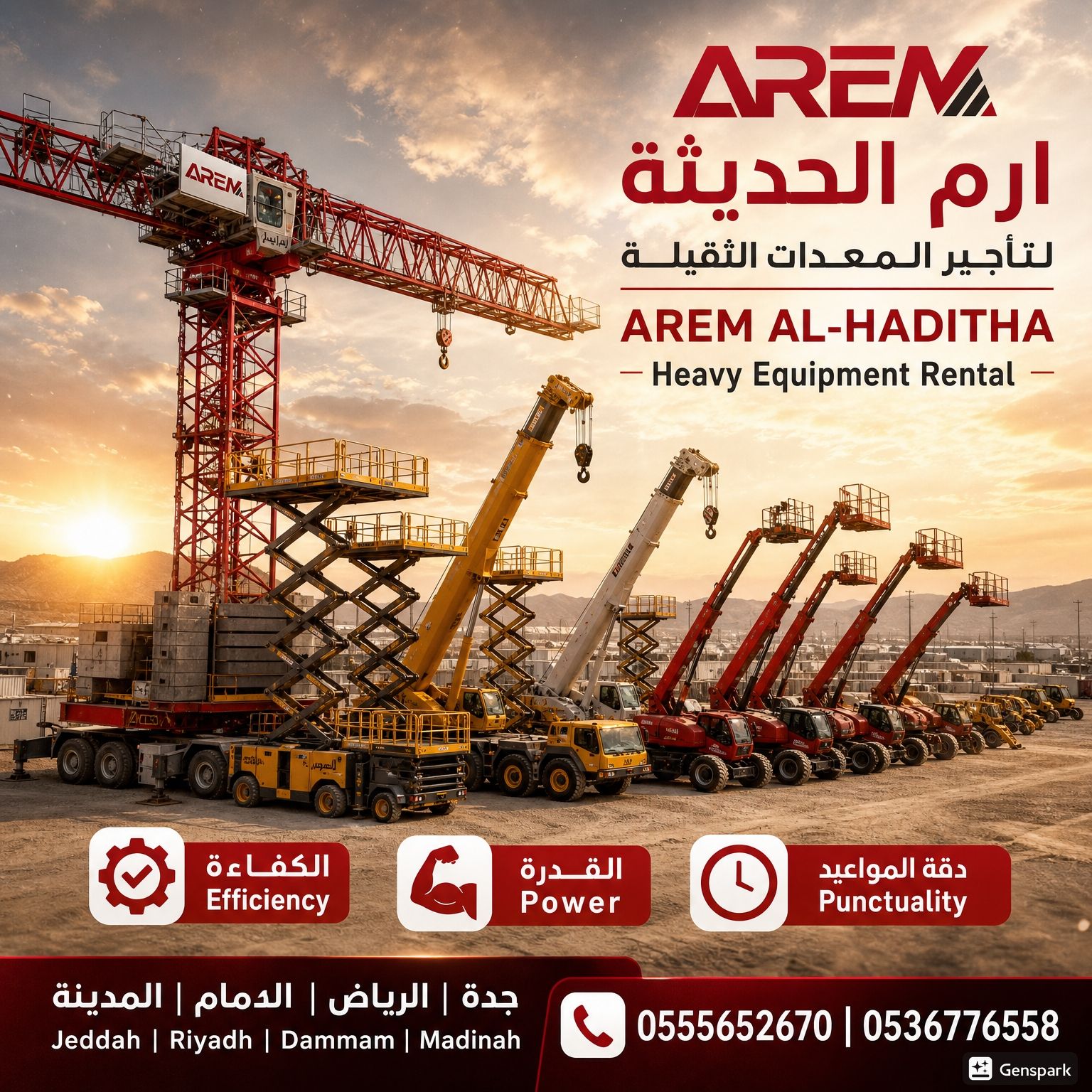 🚜 تأجير معدات ثقيلة | فوركلفت | سيزرلفت | مان لفت