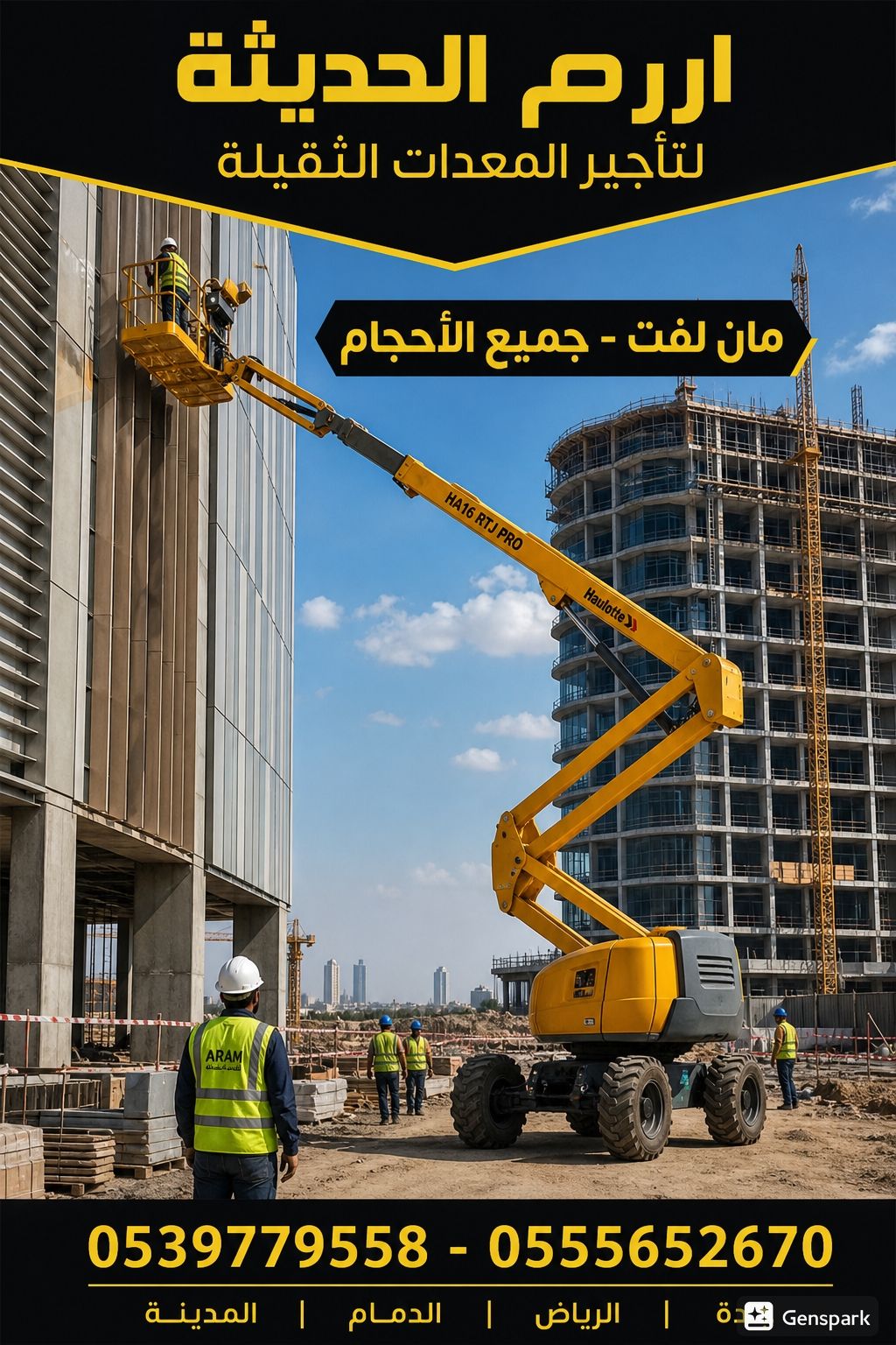 تأجير مان لفت تلسكوبي ومفصلي للإيجار في جده 055565