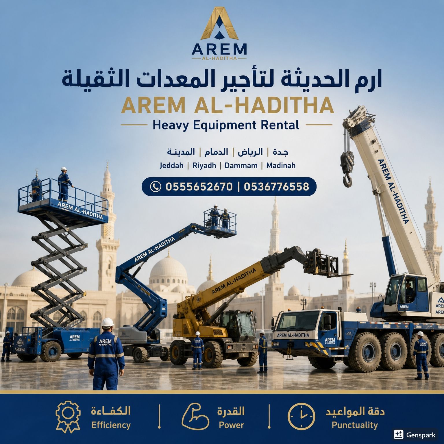 🚜 تأجير معدات ثقيلة | فوركلفت | سيزرلفت | مان لفت