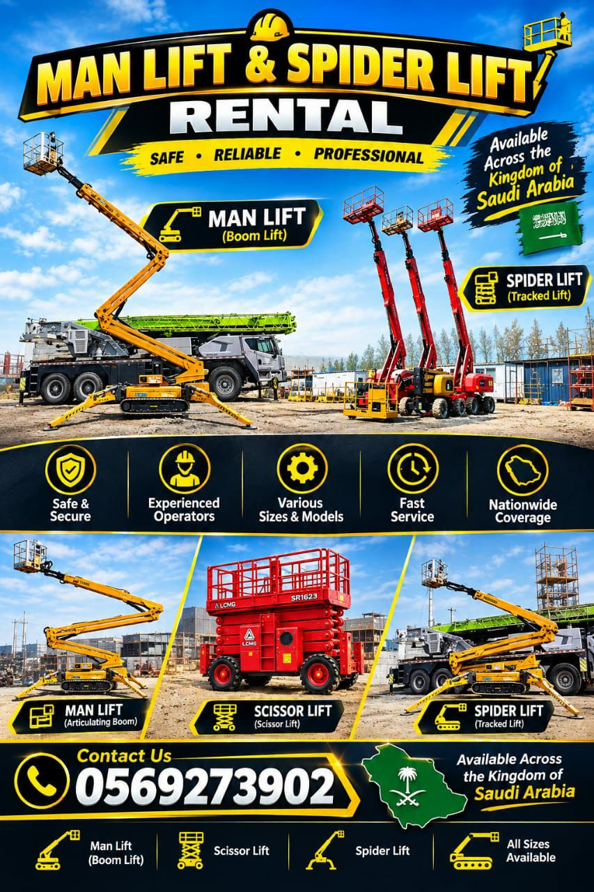Scissorlift for rent, Manlift for rent, Spiderlift