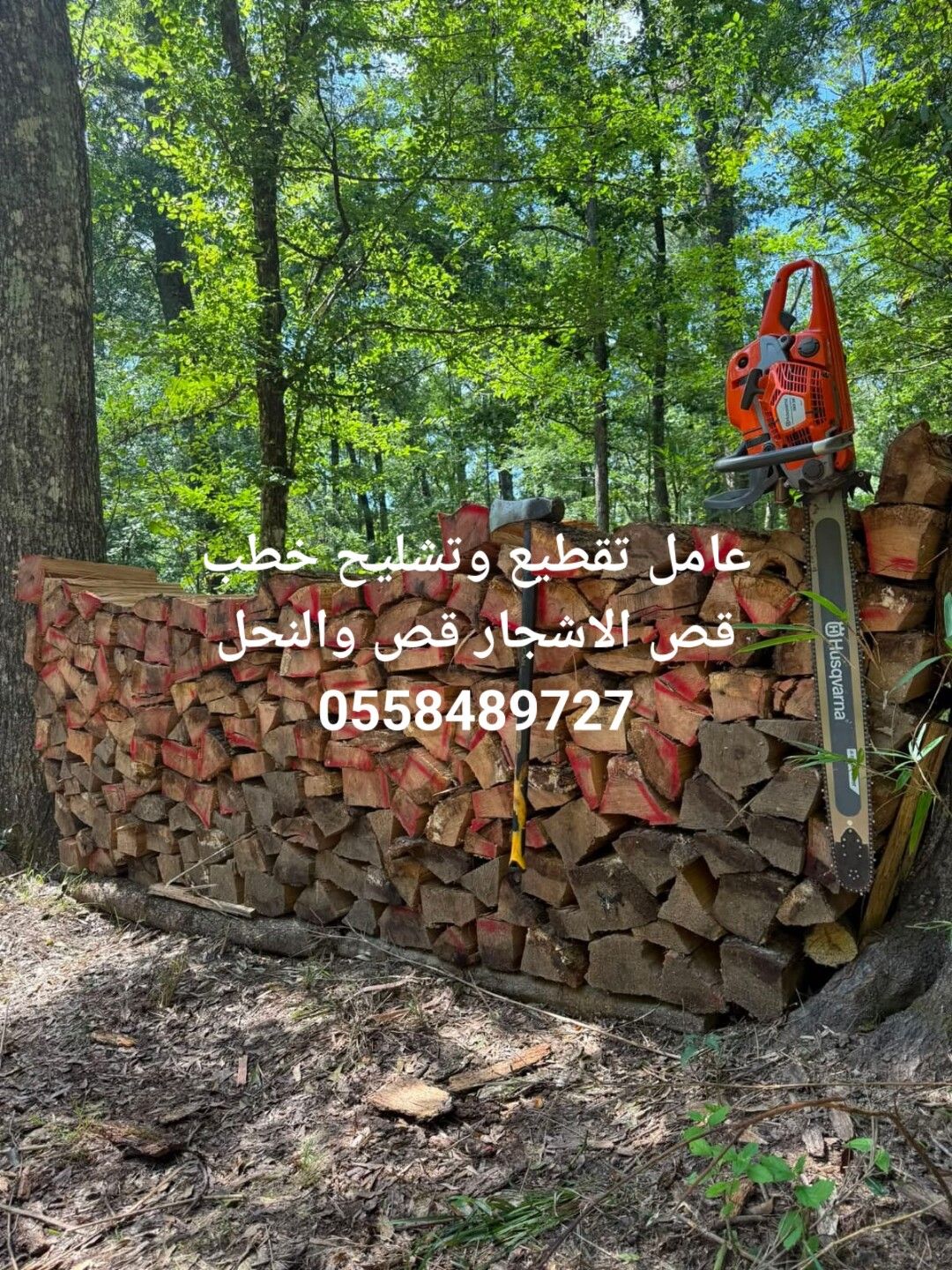 عامل تقطيع تشليح حطب قص الاشجار قص الانخل 05584897